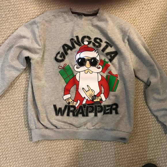 WIN THE UGLY SWEATER CONTEST - GANSTA WRAPPER XMAS SWEATSHIRT - GLASSES LIGHT UP - Picture 3 of 6